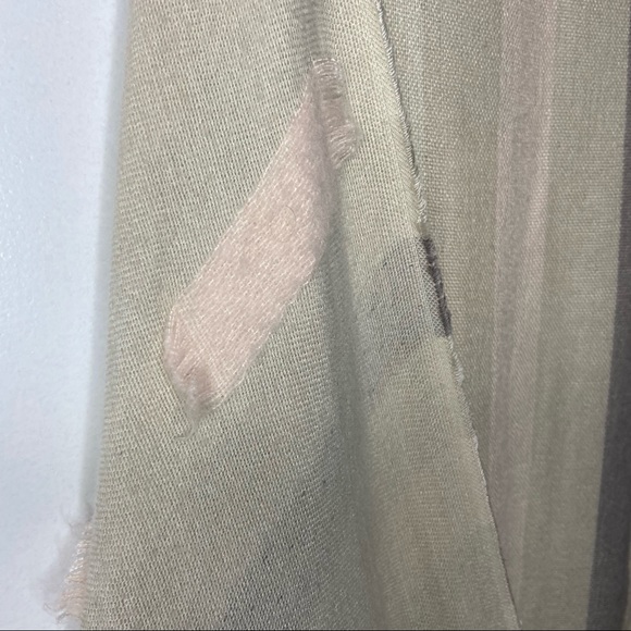 J. CREW Double-Side Beige Scarf Gray & Pink Strips - Picture 4 of 9